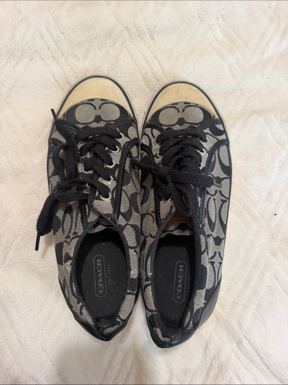 Coach Black and Gray Signature Canvas Low-Top Sneakers